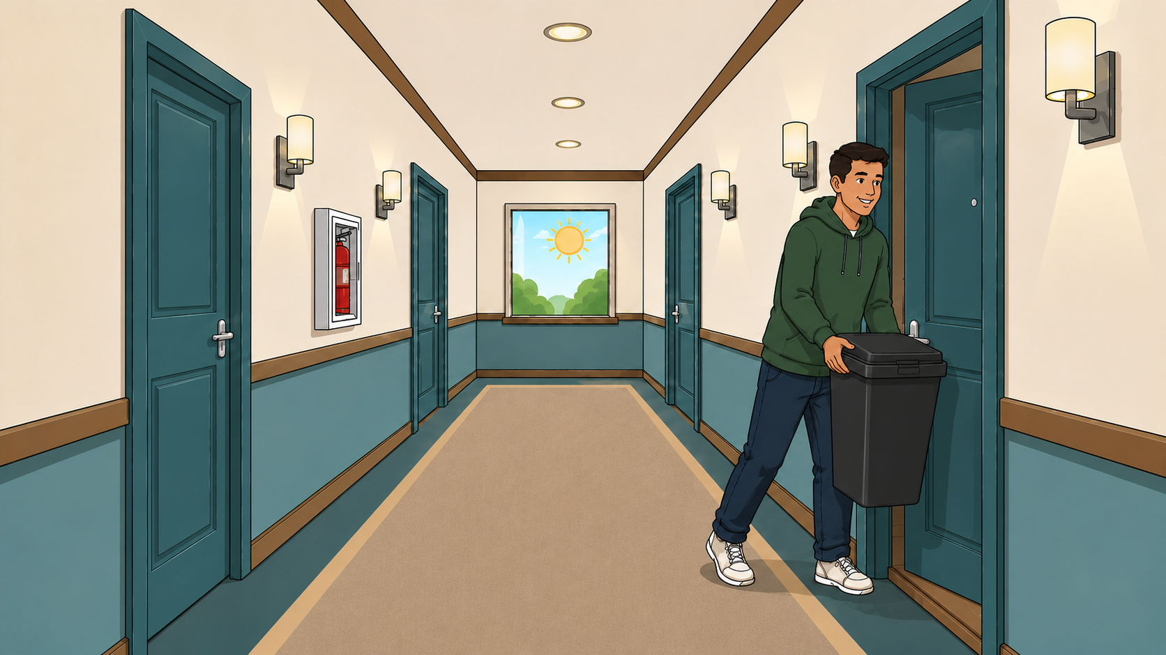 Morning Spotless Hallways